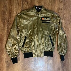 Vintage MVP 90s Shell racing jacket gold and black jacket. Size M.